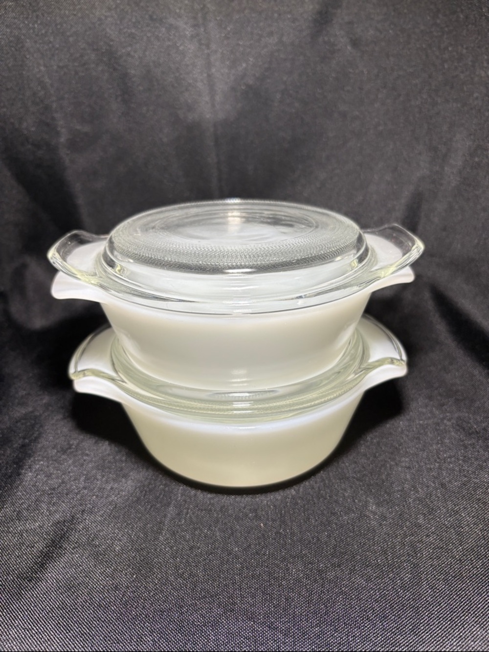 Fire King Ovenware 12oz Mini Casserole (No 472) with Lids, Set of 2 (4 pieces)